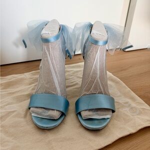 Blue Satin Women's Heels